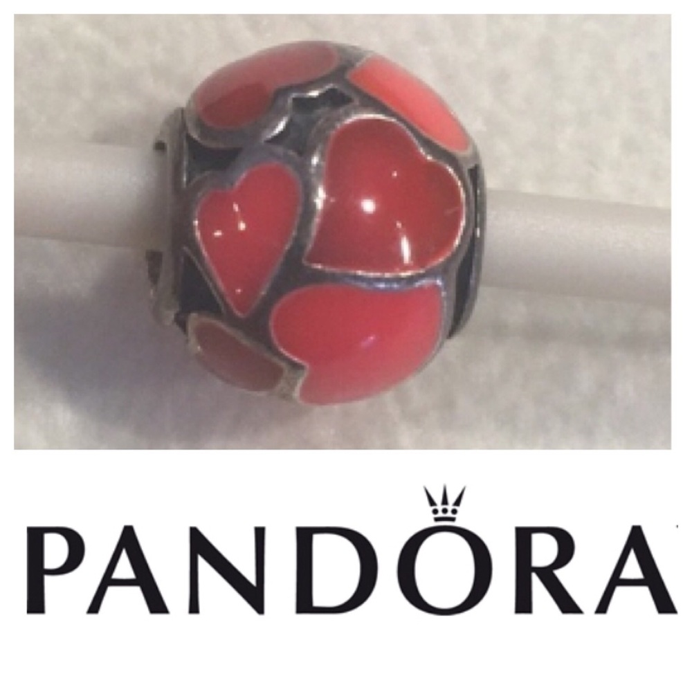 Pandora •  {Red Heart Enamel} Bead